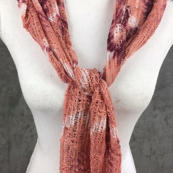 Collection 18 Women’s Rose Quartz Tie Dye Scarf Fringe Wrap 12x80 NWT - Picture 16 of 16